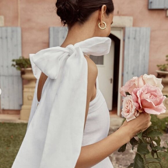 DISSH AISLE PEARL LINEN BOW MINI DRESS *NWT* AU 8 US 4 EU 36 - Picture 6 of 6